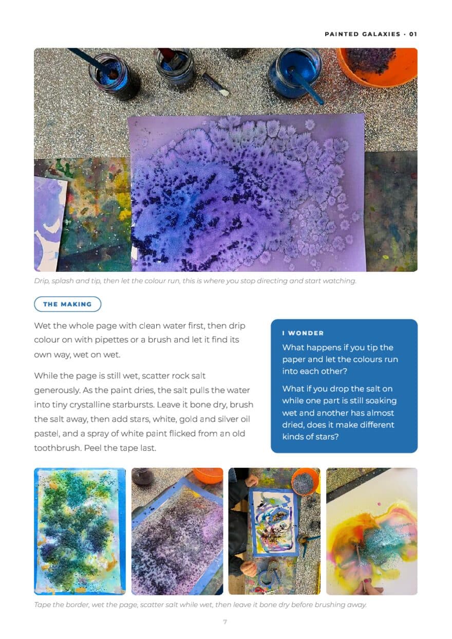 The making page for Painted Galaxies, the step-by-step method
