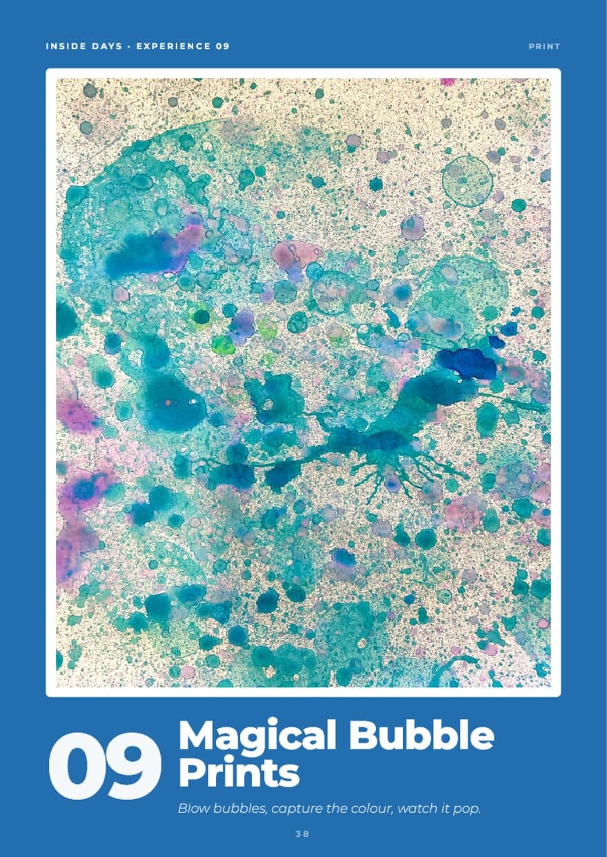 Opener page for Magical Bubble Prints, delicate honeycomb bubble prints in blues
