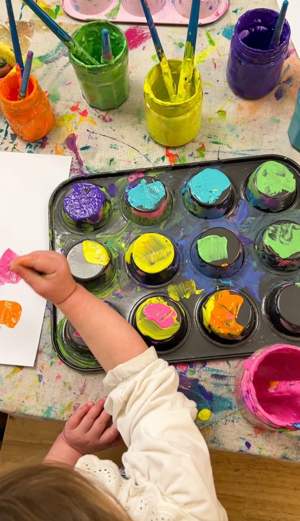 Colourful paint pots